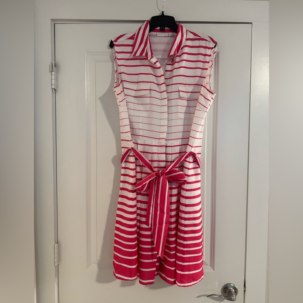 NY and Company Striped Sleeveless Dress with Belt